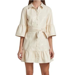 Veronica beard Luriane vegan leather cream mini dress